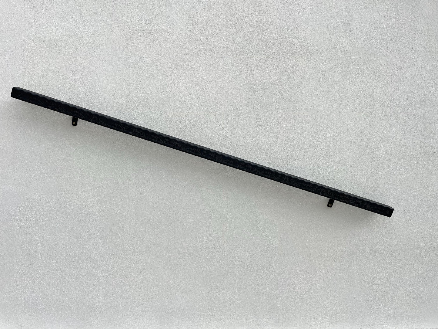 Custom Wrought Iron Handrail – Floral Engraved Wall Rail – Elegant Stair Railing – Handmade & Wall Mounted
