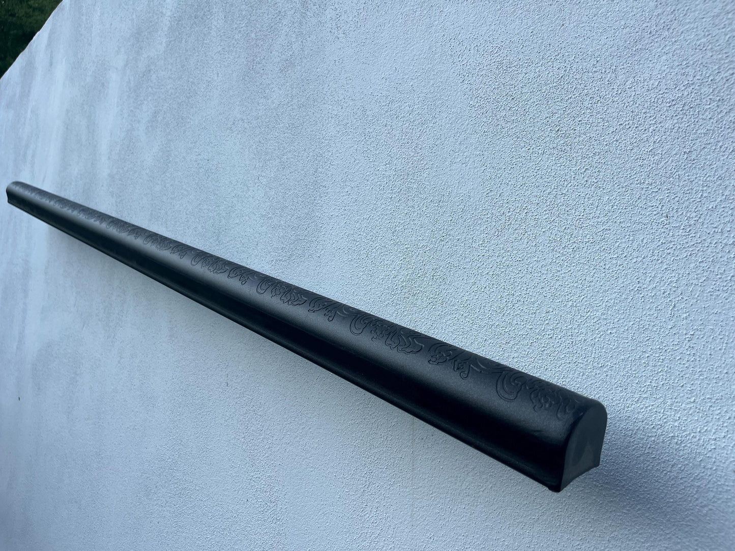 Custom Wrought Iron Handrail – Wood Texture Finish – Wall Mounted Stair Rail – Rustic Modern Railing – Handmade in EU