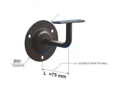 Custom Wrought Iron Handrail – Wood Texture Finish – Wall Mounted Stair Rail – Rustic Modern Railing – Handmade in EU