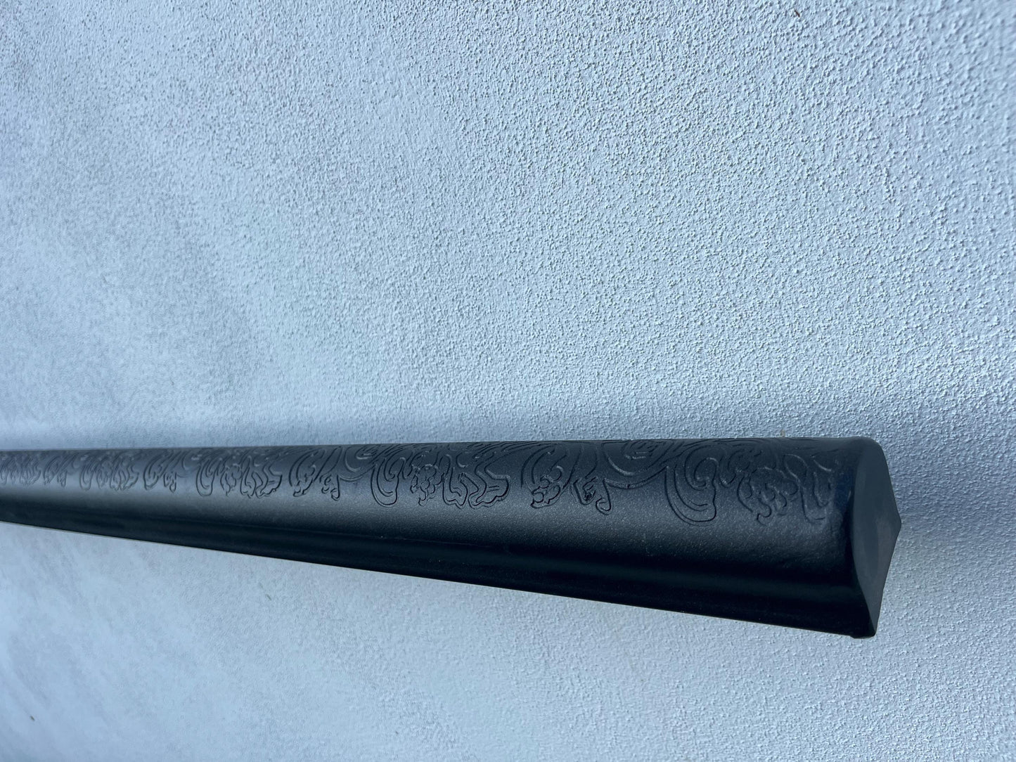 Custom Wrought Iron Handrail – Wood Texture Finish – Wall Mounted Stair Rail – Rustic Modern Railing – Handmade in EU