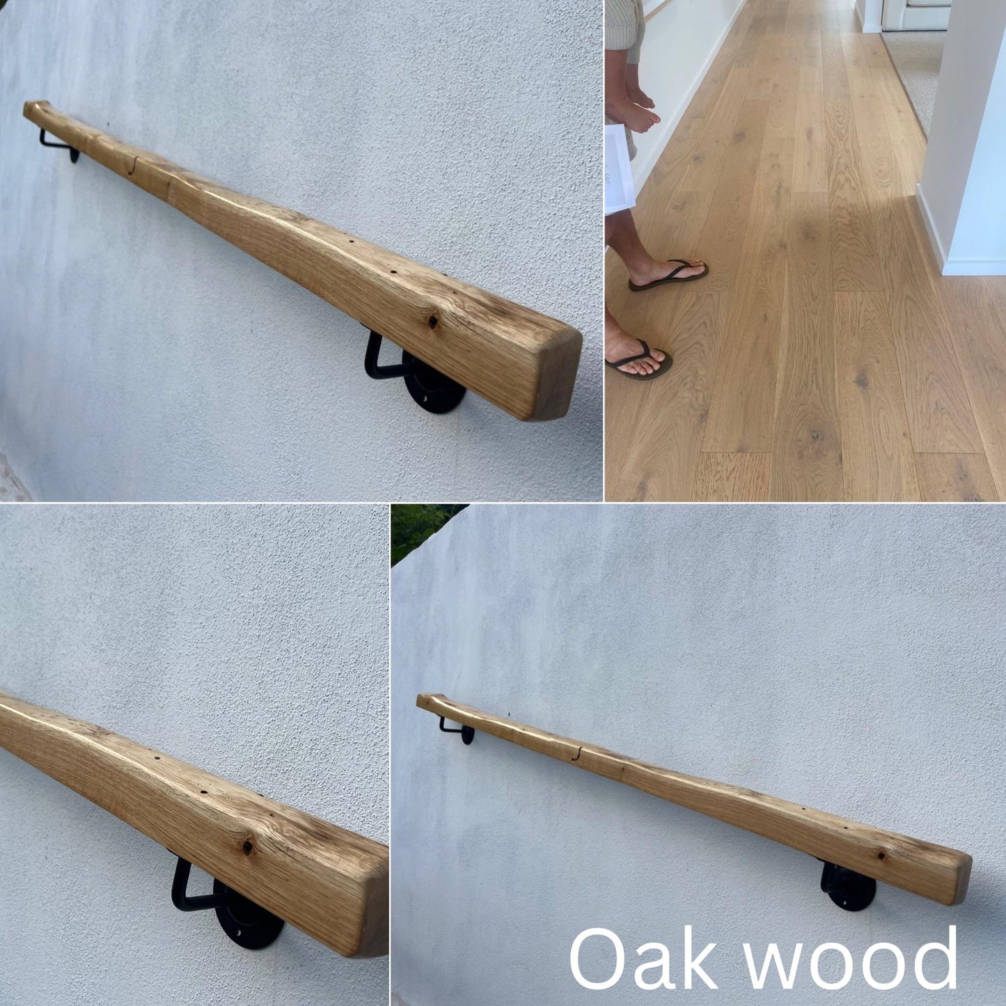 Handmade Wooden Handrail – Natural Finish | Custom Size | Wall Mounted Stair Railing | LIve edge |Rustic Modern Decor | EU Made