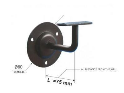 Custom Wrought Iron Handrail – Wood Texture Finish – Wall Mounted Stair Rail – Rustic Modern Railing – Handmade in EU