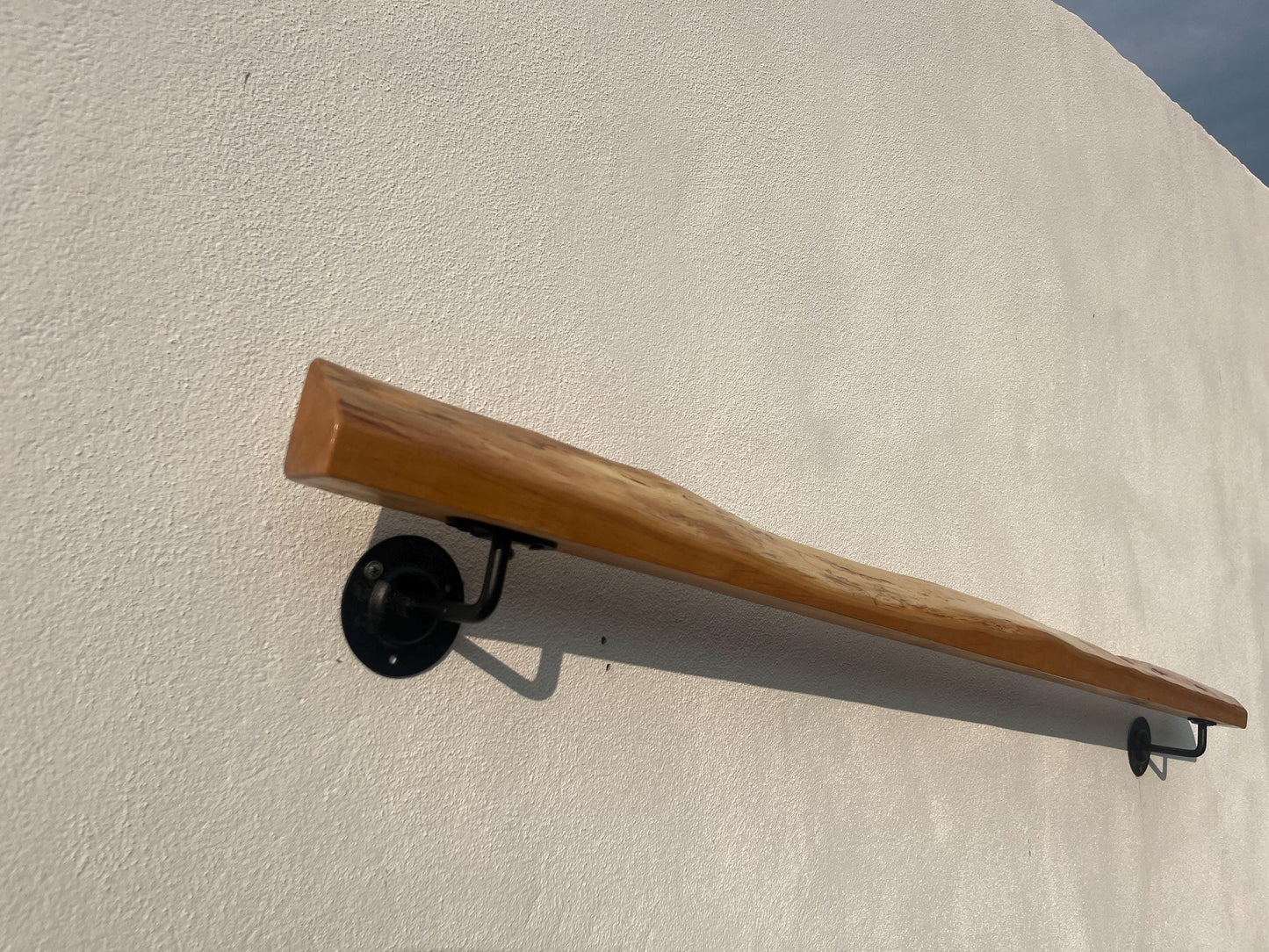 Handmade Wooden Handrail – Natural Finish | Custom Size | Wall Mounted Stair Railing | LIve edge |Rustic Modern Decor | EU Made