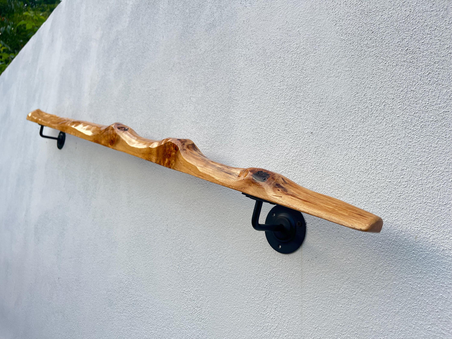 Handmade Wooden Handrail – Natural Finish | Custom Size | Wall Mounted Stair Railing | LIve edge |Rustic Modern Decor | EU Made