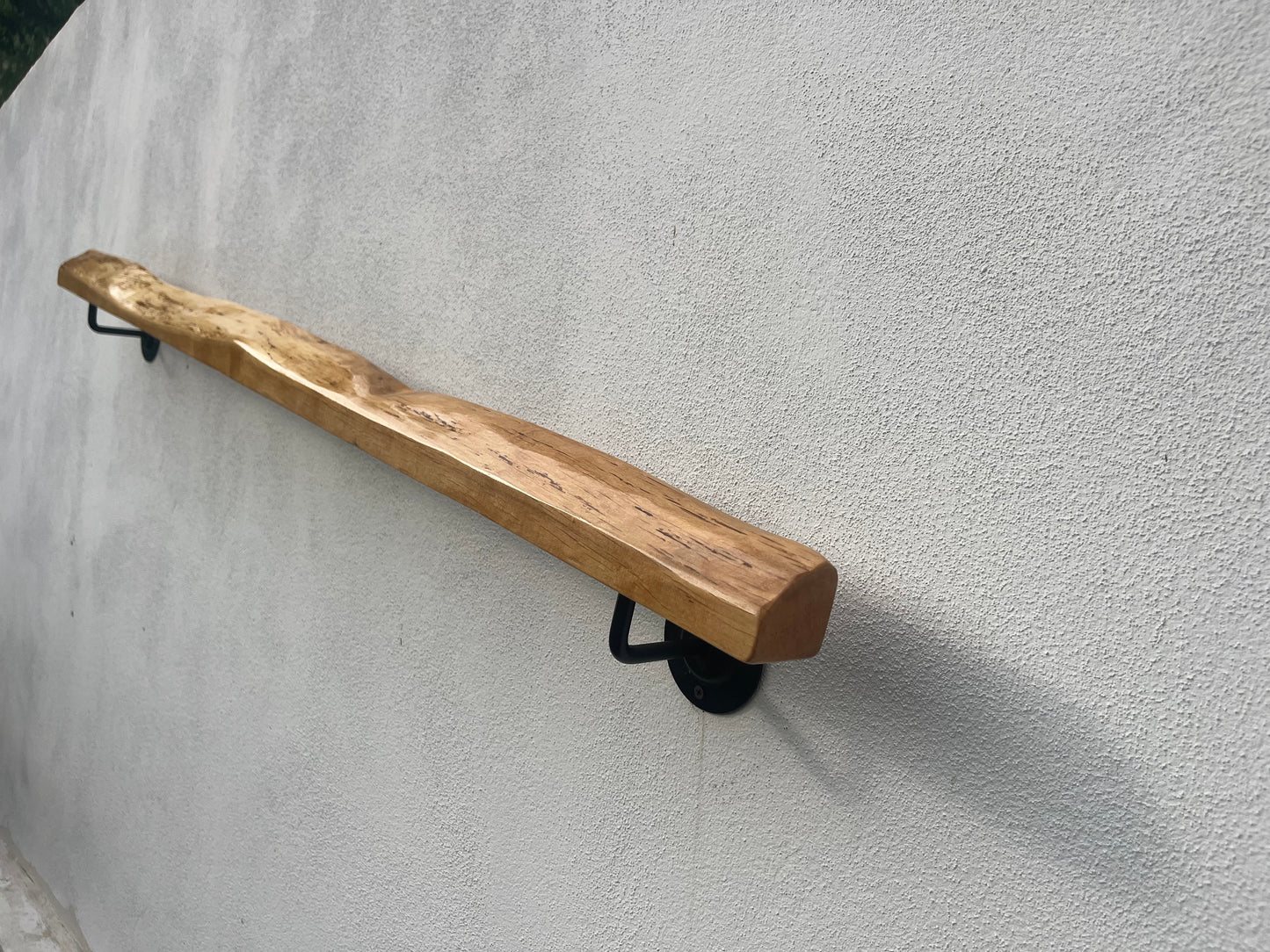 Handmade Cherry Wood  Handrail – Natural Finish | Custom Size | Wall Mounted Stair Railing | LIve edge |Rustic Modern Decor | EU Made