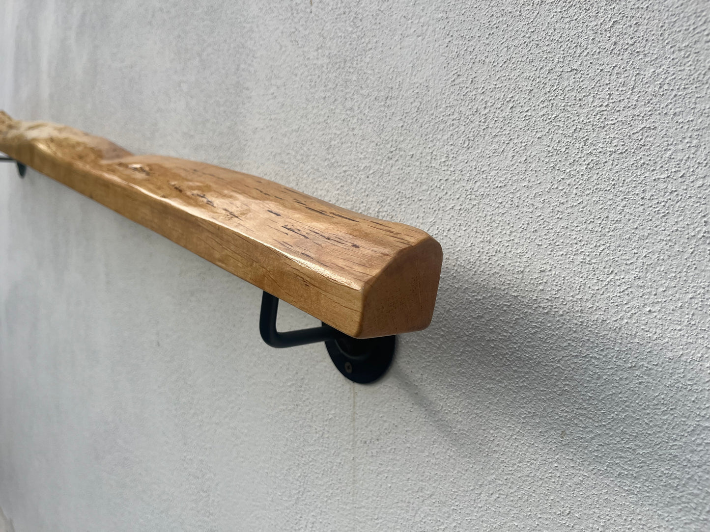 Handmade Cherry Wood  Handrail – Natural Finish | Custom Size | Wall Mounted Stair Railing | LIve edge |Rustic Modern Decor | EU Made