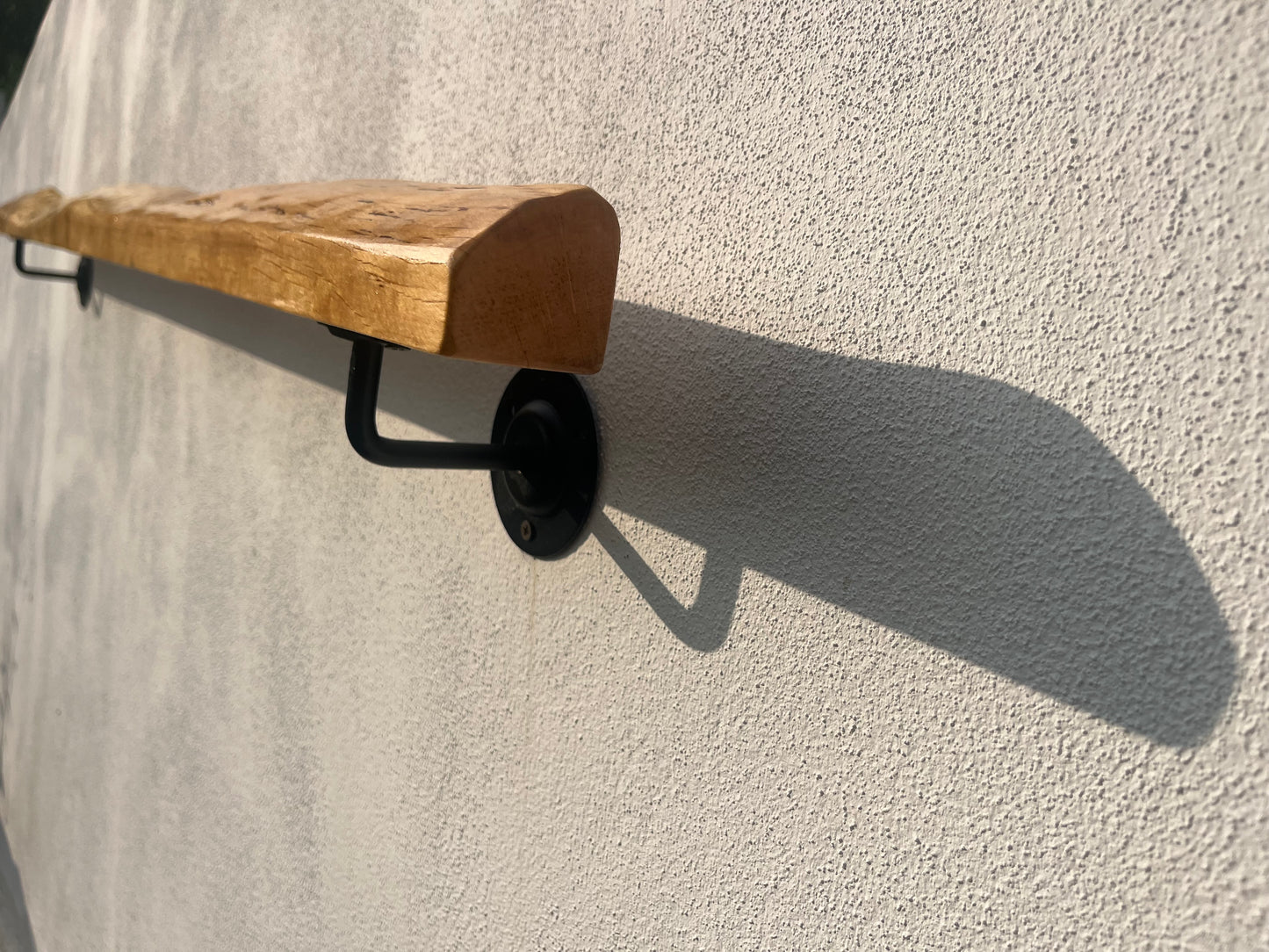 Handmade Cherry Wood  Handrail – Natural Finish | Custom Size | Wall Mounted Stair Railing | LIve edge |Rustic Modern Decor | EU Made