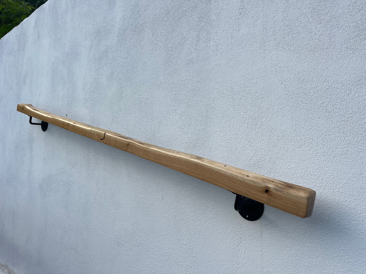 Handmade Oak Wooden Handrail – Natural Finish | Custom Size | Wall Mounted Stair Railing | LIve edge |Rustic Modern Decor | EU Made