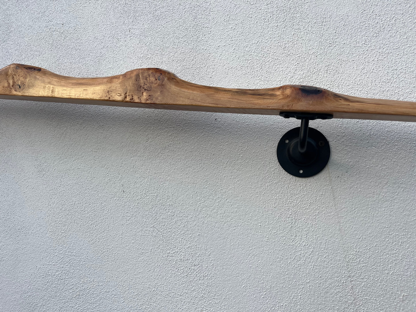 Handmade Cherry Wood  Handrail – Natural Finish | Custom Size | Wall Mounted Stair Railing | LIve edge |Rustic Modern Decor | EU Made