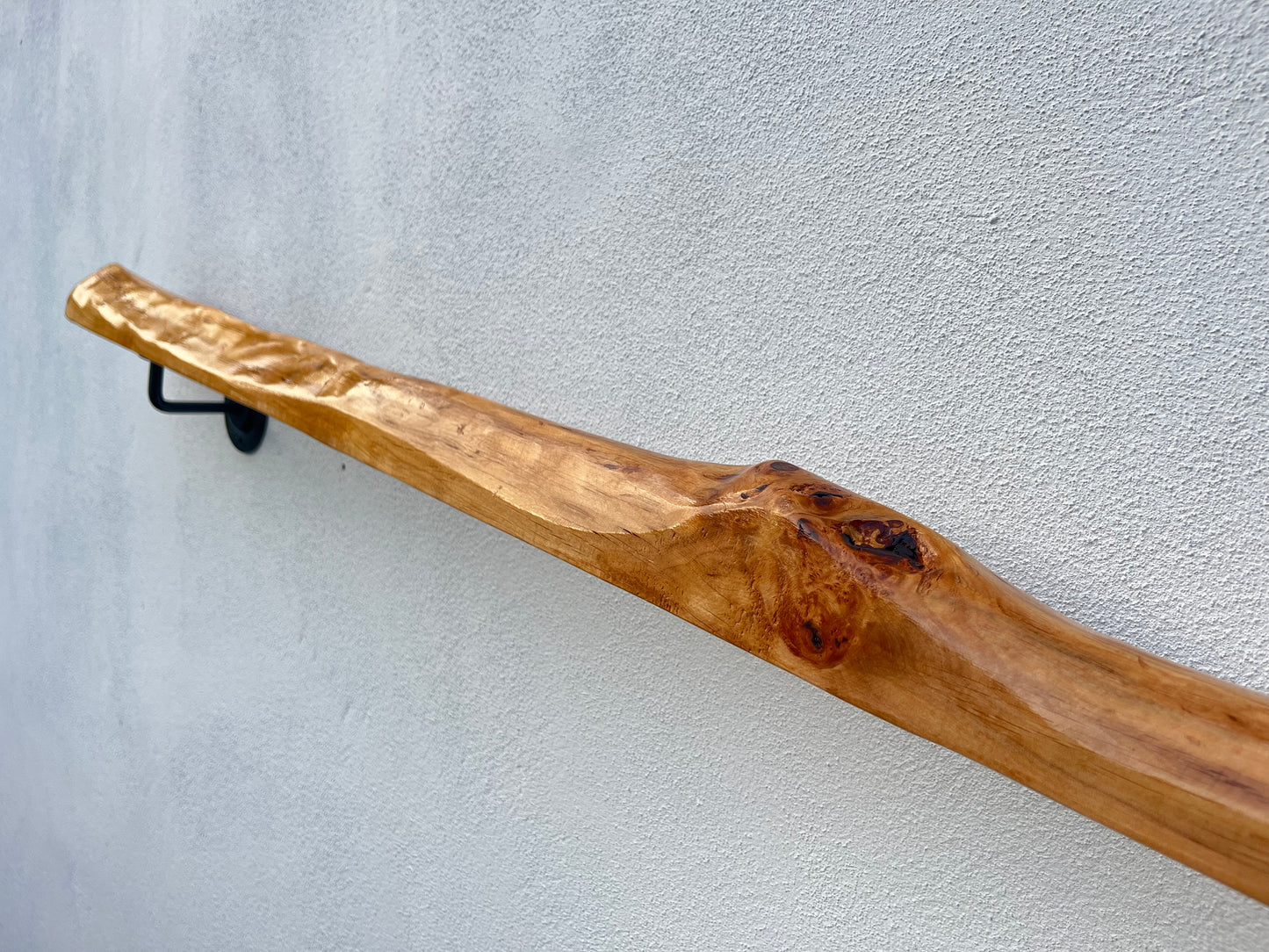 Handmade Cherry Wood  Handrail – Natural Finish | Custom Size | Wall Mounted Stair Railing | LIve edge |Rustic Modern Decor | EU Made