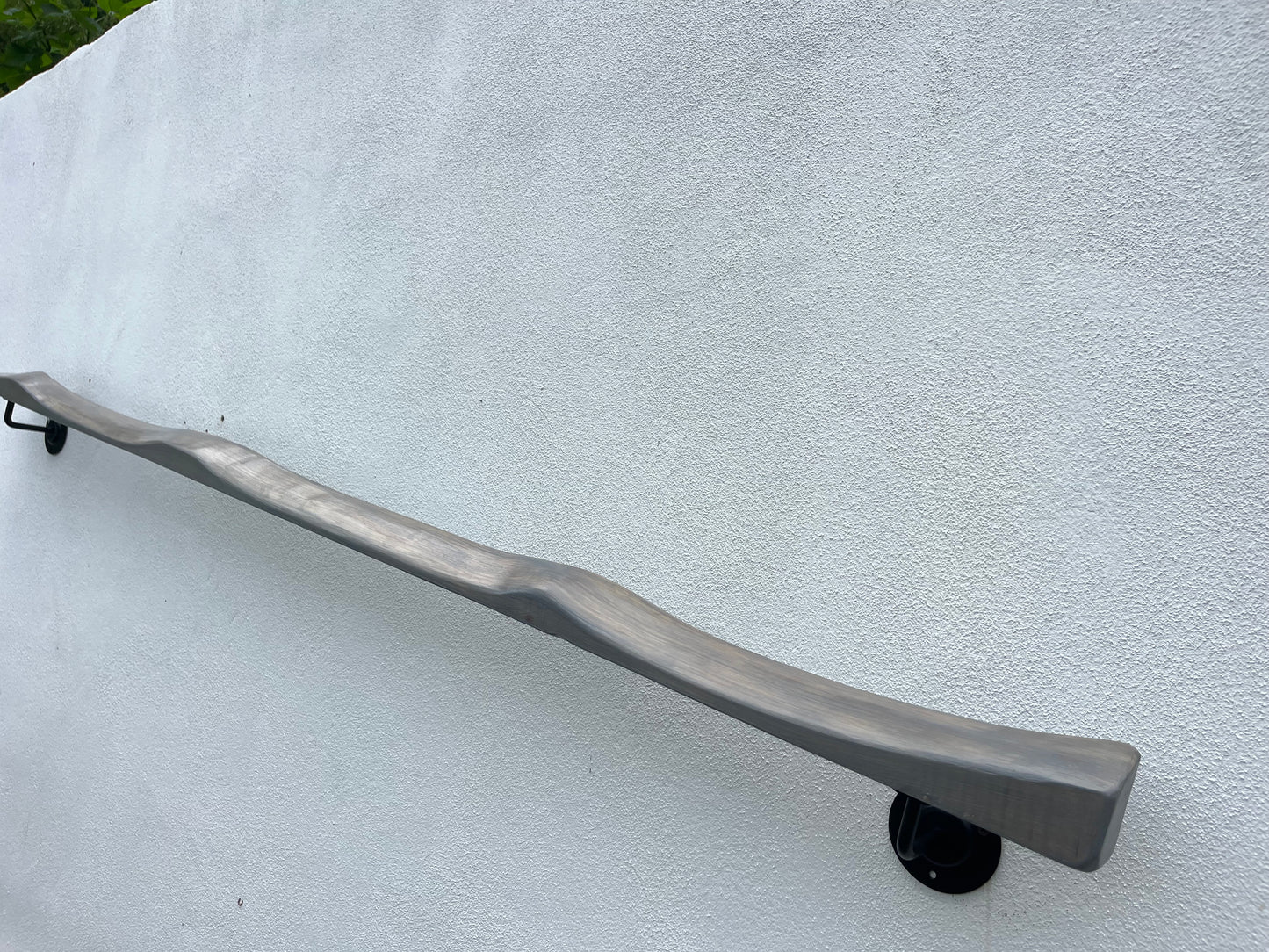 Handmade Grey Wooden Handrail – Natural Finish | Custom Size | Wall Mounted Stair Railing | LIve edge |Rustic Modern Decor | EU Made