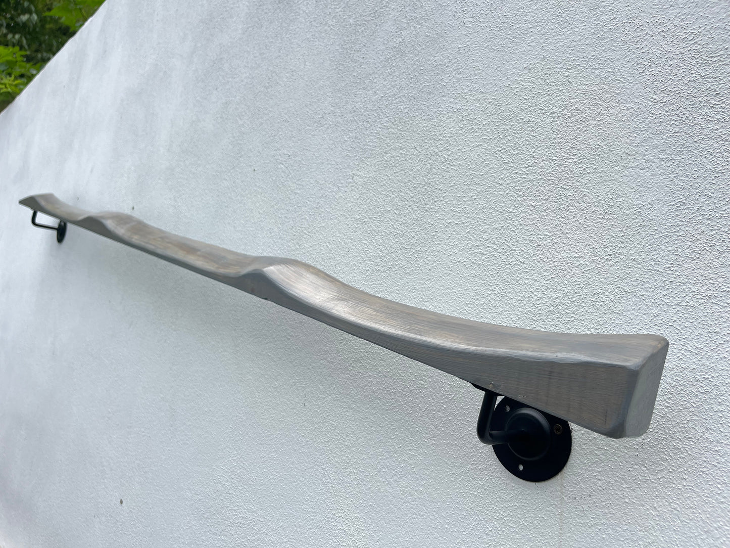 Handmade Grey Wooden Handrail – Natural Finish | Custom Size | Wall Mounted Stair Railing | LIve edge |Rustic Modern Decor | EU Made