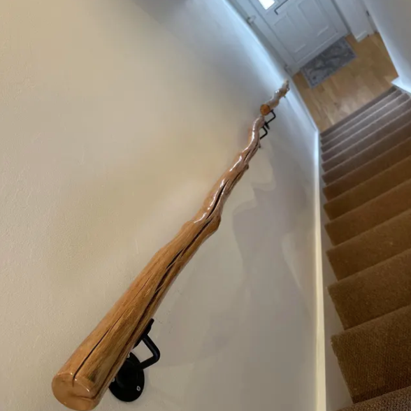 Handmade Wooden Handrail – Natural Finish | Custom Size | Wall Mounted Stair Railing | Rustic Modern Decor | EU  Made