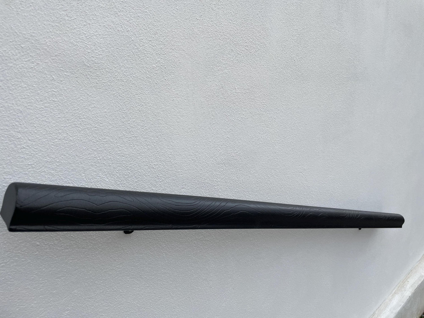 Custom Wrought Iron Handrail – Wood Texture Finish – Wall Mounted Stair Rail – Rustic Modern Railing – Handmade in EU