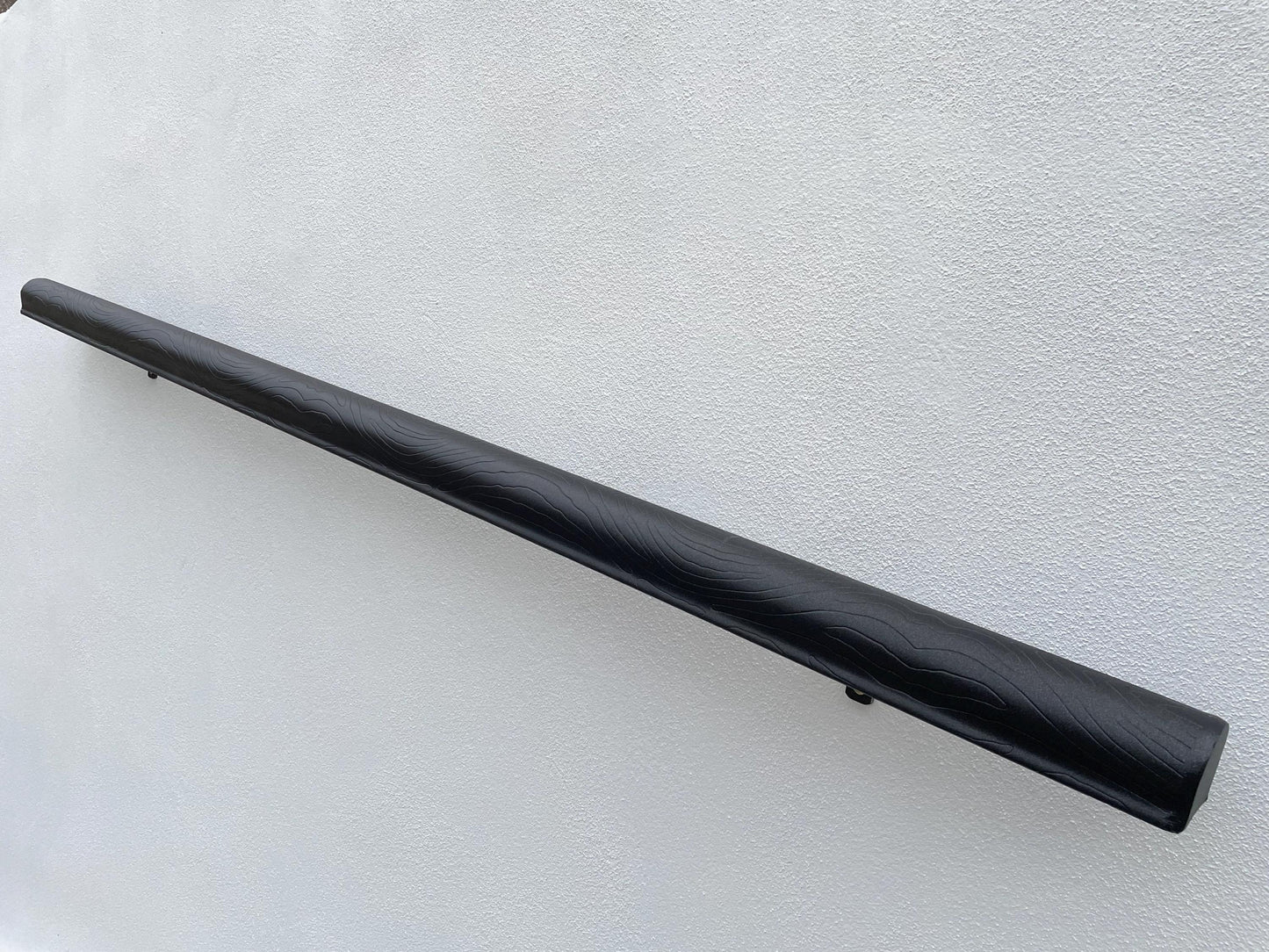 Custom Wrought Iron Handrail – Wood Texture Finish – Wall Mounted Stair Rail – Rustic Modern Railing – Handmade in EU