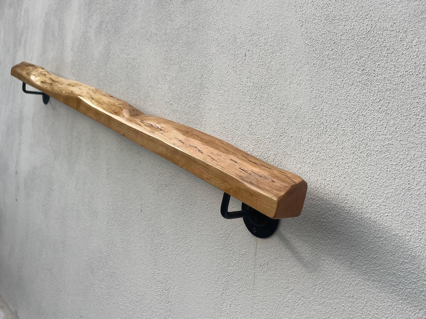 Handmade Wooden Handrail – Natural Finish | Custom Size | Wall Mounted Stair Railing | LIve edge |Rustic Modern Decor | EU Made