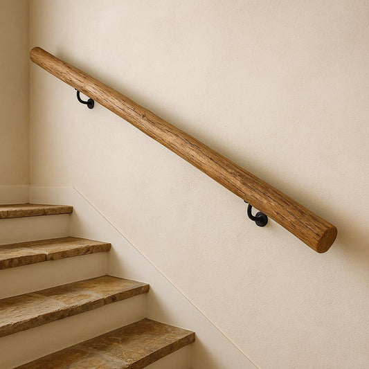 Handmade Wooden Handrail – Natural Finish | Custom Size | Wall Mounted Stair Railing | Rustic Modern Decor | EU  Made